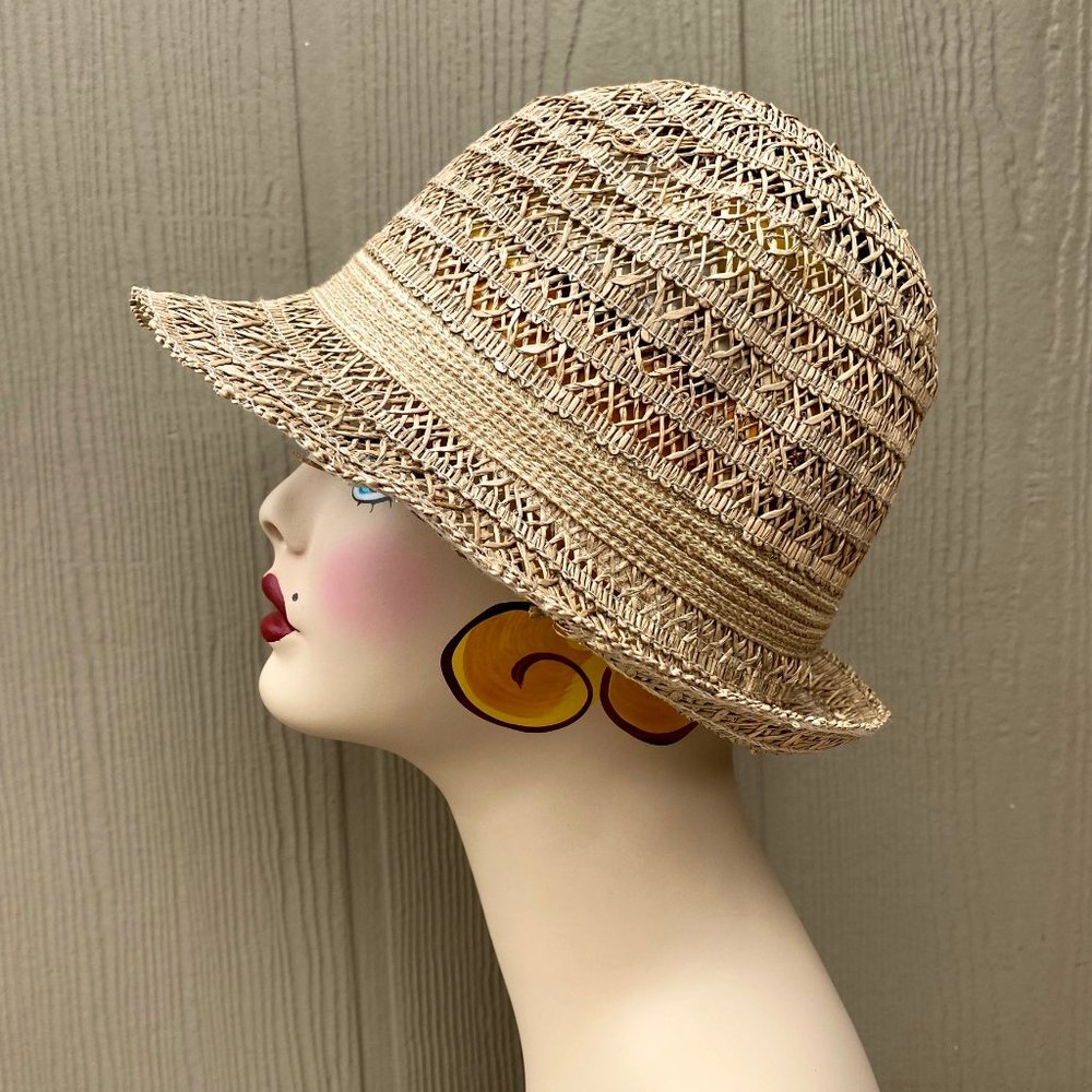 SOLD Woven Straw Fedora Trilby Panama Sun Hat